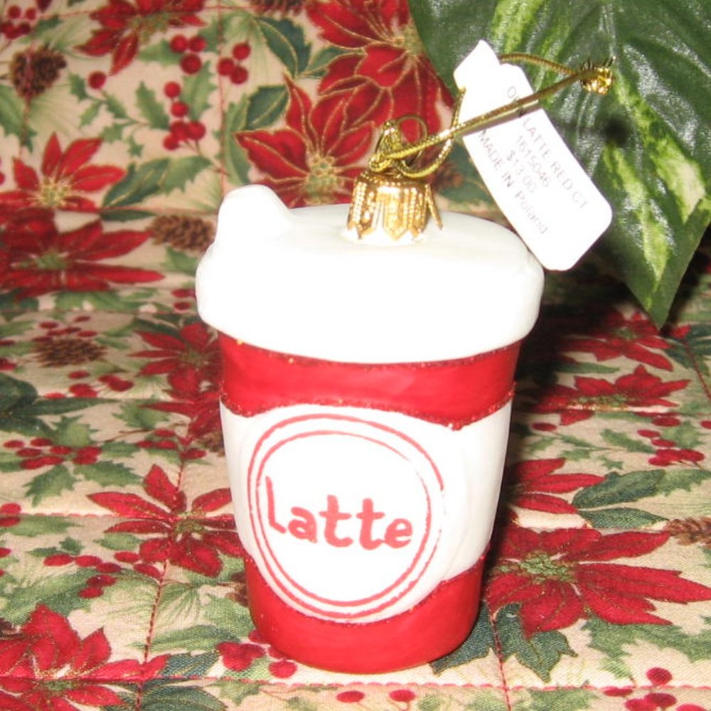 Sur La Table Red Latte Coffee Cup Christmas Ornament 2015 NWT